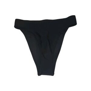 Forever 21 Swim Bikini Bottom High Rise Leg Wide Waistband Black Women's S